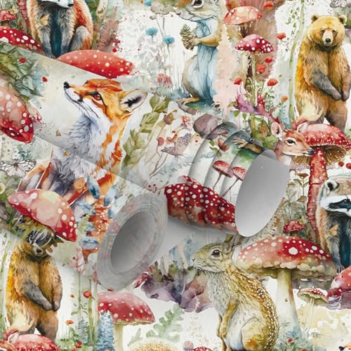 WY-BSO Adhesive Shelf Liner,Mushrooms and Animals Contact Paper for Cabinets,Vinyl Film Decorative Drawer Liner for Bedroom Dresser Sticker 17.3 inch x 118 inch (Colorful, 118x17.3inch) - Image 2