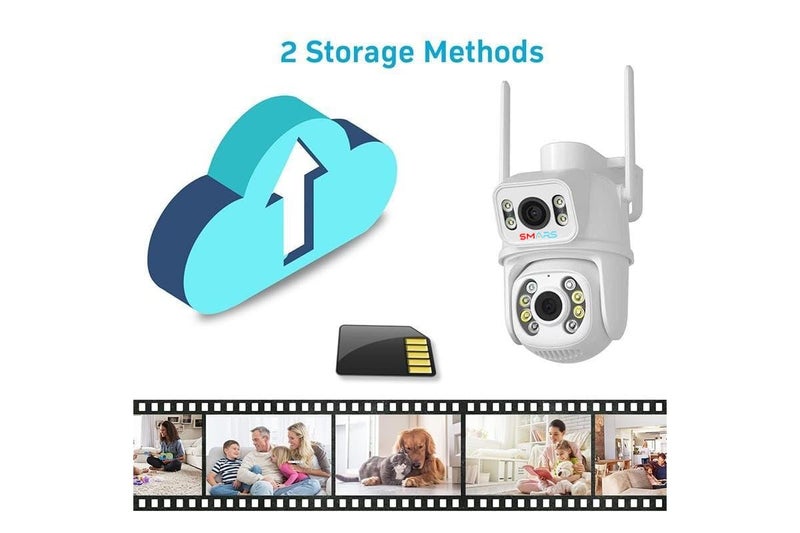 smars 4+4 MP Dual Lens WiFi IP PTZ Camera | Outdoor Wireless CCTV Security Camera | Audio and Video Monitoring | Colour Night Vision | NVR Supports | 360° PTZ Control | IP66 Waterproof - Image 5