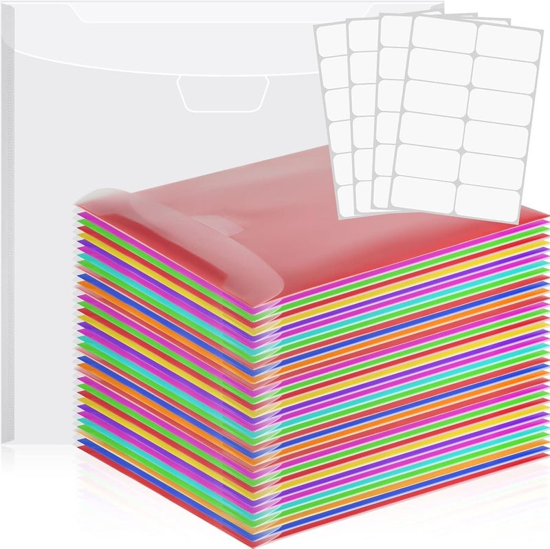 Henoyso 36 Pcs 12 x 12 Inch Scrapbook Paper Storage Scrapbook Paper Organizer Clear Loading Files Plastic Paper Holder with 4 Sheets Clear PVC Customizable Tabs for Holding Paper, Vinyl Paper, Photos - Image 1