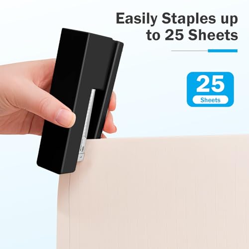 Yzkula 1 Desktop Stapler & 1 Tape Dispenser - 25 Sheet Capacity with 830 Staples and Staple Remover, Non-Slip for Office,School, Home & Classroom, Black(Tape not Included) - Image 5