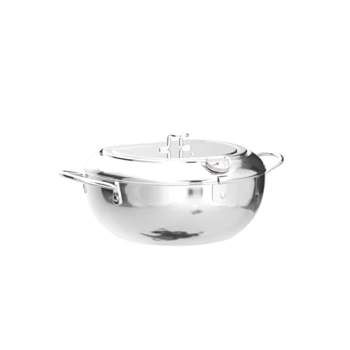 Kerilyn Deep Fryer Pot, 9.4 Inch/3.4 L Janpanese Style Tempura Frying Pot with Lid, 304 Stainless Steel with Temperature Control and Oil Drip Drainer Rack, for Kitchen French Fries, Chicken etc - Image 4