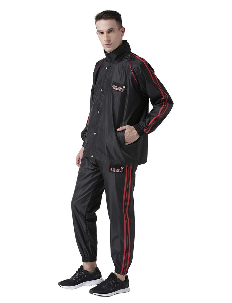USI Universal Sauna Suit for Men, 415SZ Men's Black Polyester Sauna Suit for Fitness Weight Loss Exercise Gym Training, Heavy Duty Sauna Sweat Suit, Gym Suit, Hook & Loop (L, Black) - Image 3