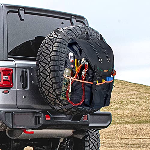 Goldfire Spare Tire Trash Bag, Goldfire 31 Gallons Larger Capacity Cargo Spare Tire Storage Bag for 4x4 Off-Road Camping Recovery Gear Firewood Fits for JK JKU JL (Black) - Image 1