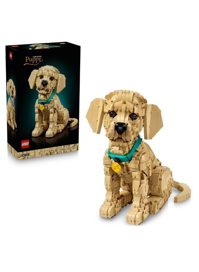 LEGO Icons Golden Retriever Puppy - Animal Figure 11384 (Age 18+, 2102 Pieces) - Image 1