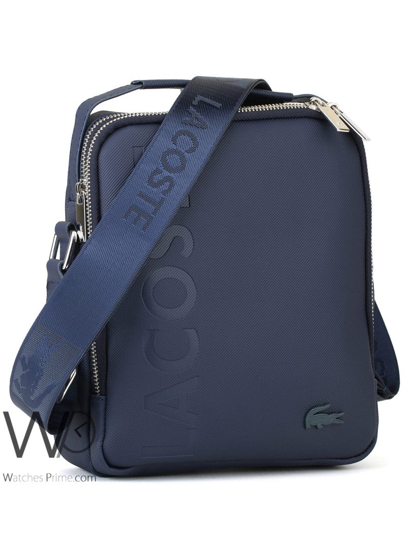 لاكوست حقيبة كروس بودي ماسنجر شنطة لاكوست زرقاء للرجال - Image 4