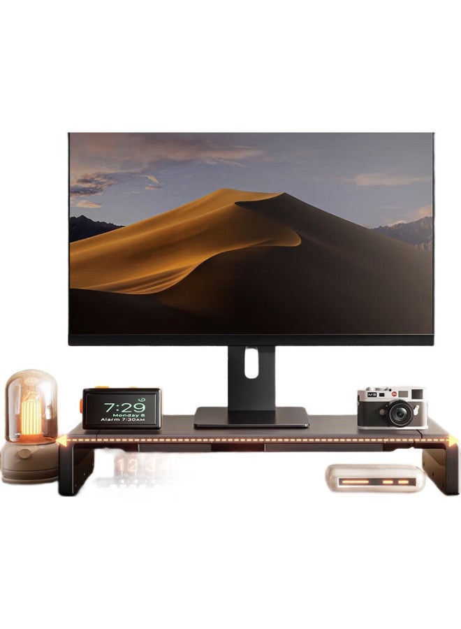 llano حامل شاشة لانو، حامل لابتوب، رف تخزين متعدد الوظائف، حامل شاشة كمبيوتر مكتبي مع قاعدة درج، منظم تخزين لوحة المفاتيح - Image 1