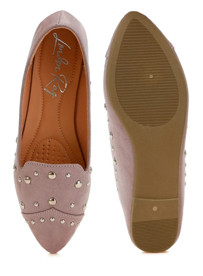 London Rag Stud Emebllished Ballet Flats in Lilac