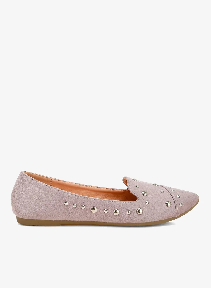 Stud Emebllished Ballet Flats in Lilac