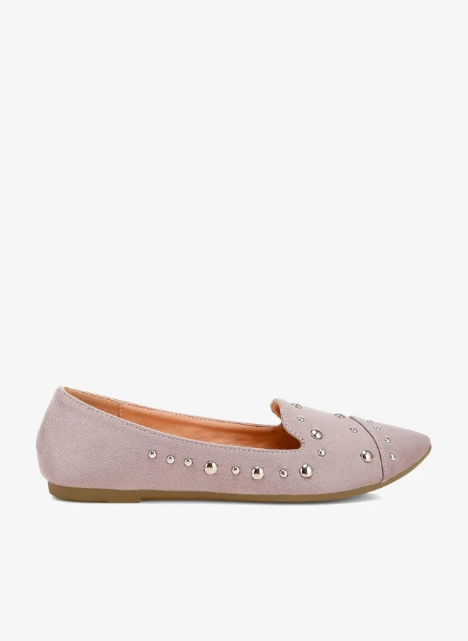 Stud Emebllished Ballet Flats in Lilac