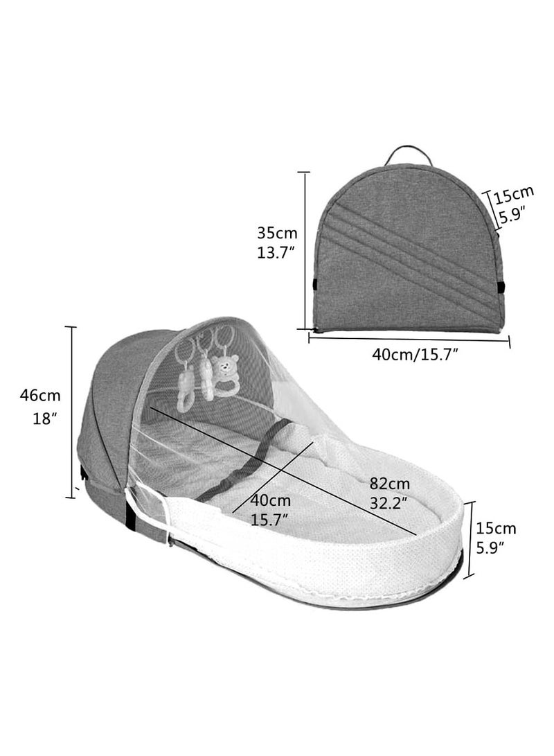 Infant Travel Bed with Mosquito Net and Awning,Portable Baby Cot Changing Bag Foldable Baby Cot with Mosquito Net Cuddly Nest Baby Cot - Image 2