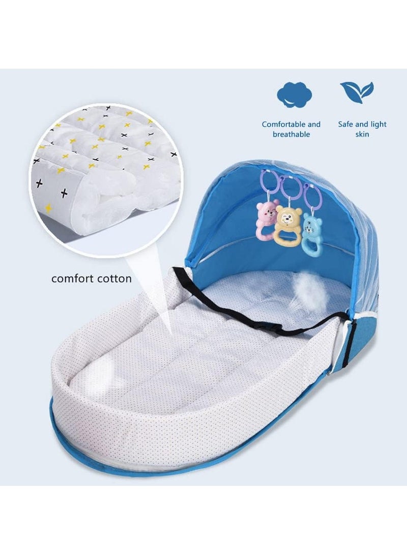 Infant Travel Bed with Mosquito Net and Awning,Portable Baby Cot Changing Bag Foldable Baby Cot with Mosquito Net Cuddly Nest Baby Cot - Image 3