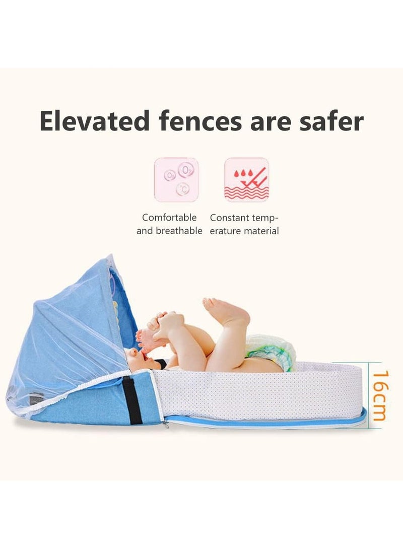 Infant Travel Bed with Mosquito Net and Awning,Portable Baby Cot Changing Bag Foldable Baby Cot with Mosquito Net Cuddly Nest Baby Cot - Image 4
