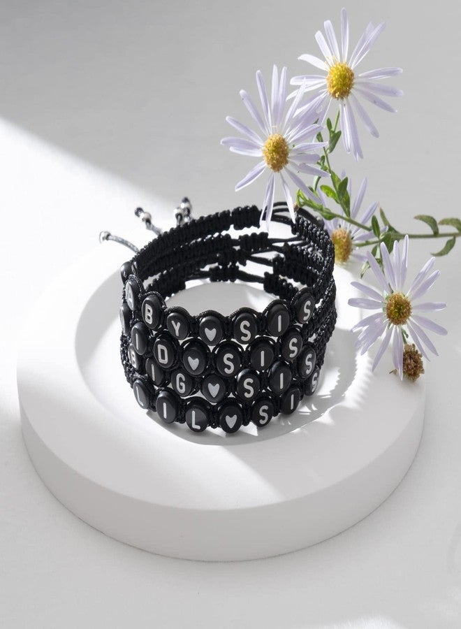 seensea Big Sis Middle Sis Little Sis Bracelets Set of 4 Sisters ID Bracelets Initial Adjustable Bracelets Daughter Friends Friendship Jewelry For Christmas (Sisters bracelet set for 4) - Image 3