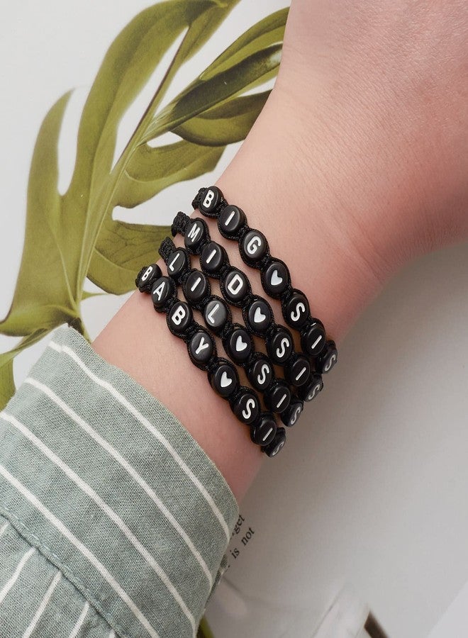 seensea Big Sis Middle Sis Little Sis Bracelets Set of 4 Sisters ID Bracelets Initial Adjustable Bracelets Daughter Friends Friendship Jewelry For Christmas (Sisters bracelet set for 4) - Image 4