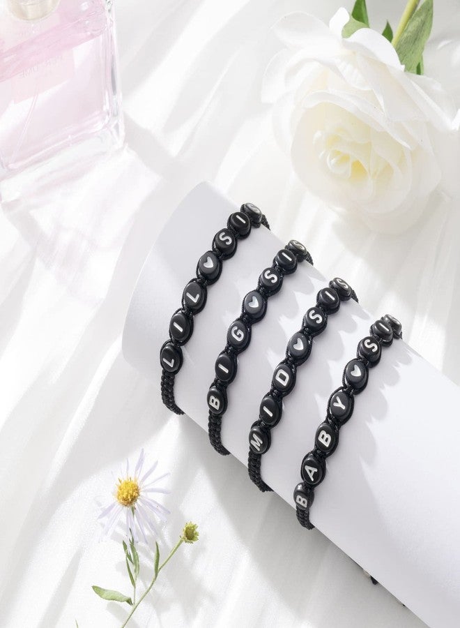 seensea Big Sis Middle Sis Little Sis Bracelets Set of 4 Sisters ID Bracelets Initial Adjustable Bracelets Daughter Friends Friendship Jewelry For Christmas (Sisters bracelet set for 4) - Image 2