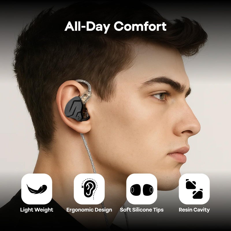 Linsoul KZ ZSN PRO X Dual Driver 1BA+1DD Hybrid Metal Earphones HiFi in-Ear Monitor with Detachable Recessed 2Pin Cable,Zinc Alloy Panel (Without Mic, Grey) - Image 5