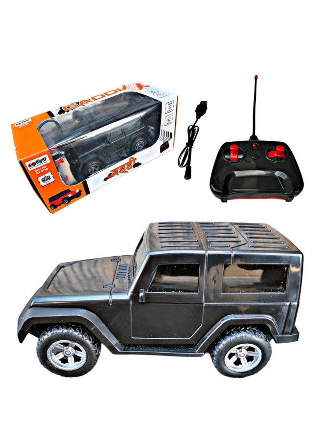 RUHANI Remote Control Thar with Led Lights and Song/USB Rechargable Vehicle Toy Car for Kids (Black Colour) - Image 1