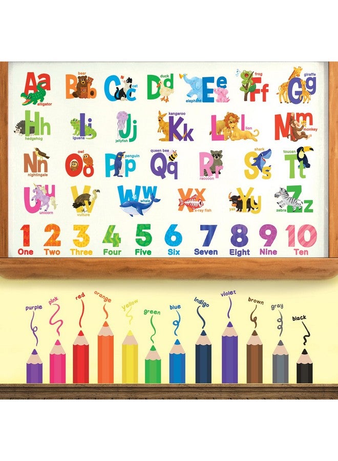 Decowall Sg3-2316 Alphabet Numbers And Colouring Pencils Wall Stickers Decals Classroom Kids Playroom Art Play Room Rainbow Abc Decorations Toddler Color Child Preschool Living Baby Girl Baby Boy - Image 3