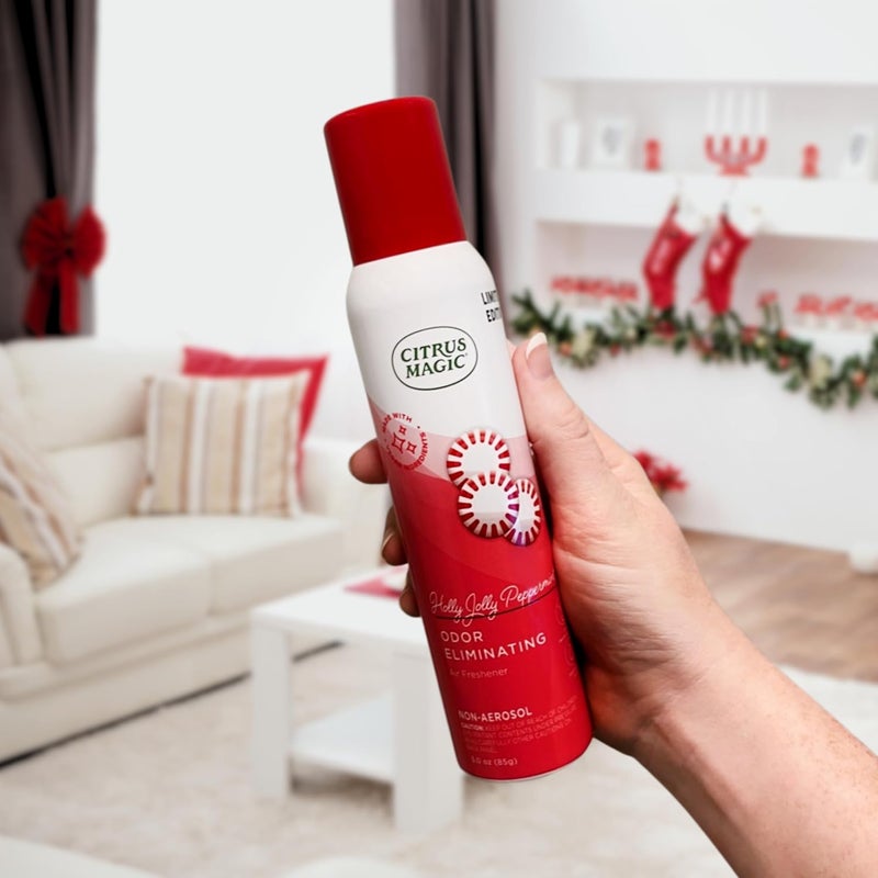 Citrus Magic Holiday Odor Eliminating Air Freshener Spray Holly Jolly Peppermint 3Ounce Pack of 3 - Image 2
