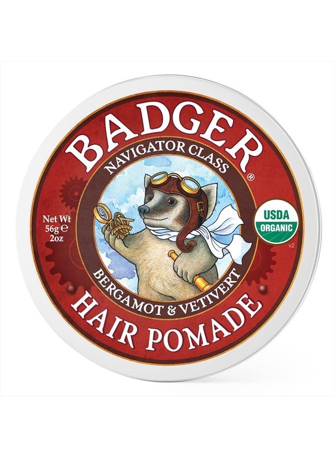 Badger مستحضر تصفيف الشعر، عضوي معتمد، مستحضر تصفيف شعر بتمسك متوسط مع لمعان رائع، زيوت أساسية، مستحضر شعر للرجال، 2 أونصة - Image 1