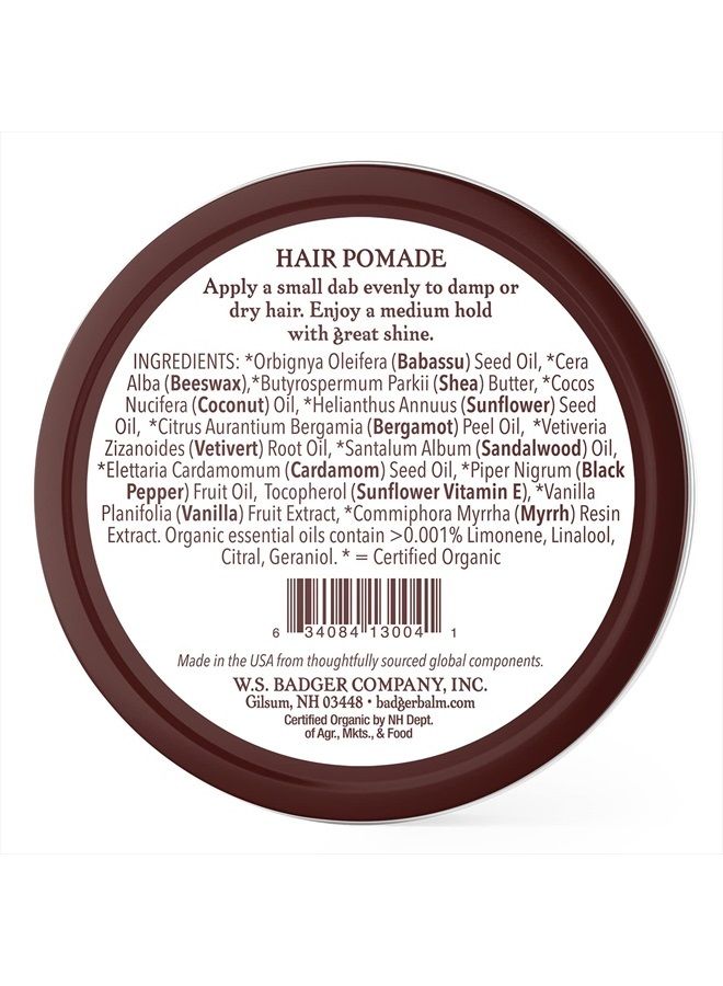 Badger مستحضر تصفيف الشعر، عضوي معتمد، مستحضر تصفيف شعر بتمسك متوسط مع لمعان رائع، زيوت أساسية، مستحضر شعر للرجال، 2 أونصة - Image 2