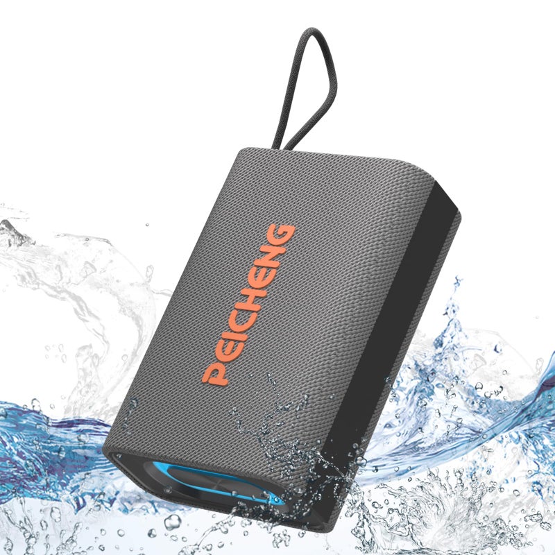 PEICHENG Speaker Portable Wireless Bluetooth Speakers Waterproof Loud Stereo Sound with RGB Lights TWS Paire Long Playtime for HomePartyOutdoor Electronic Gadgets 1PCS Gray - Image 2