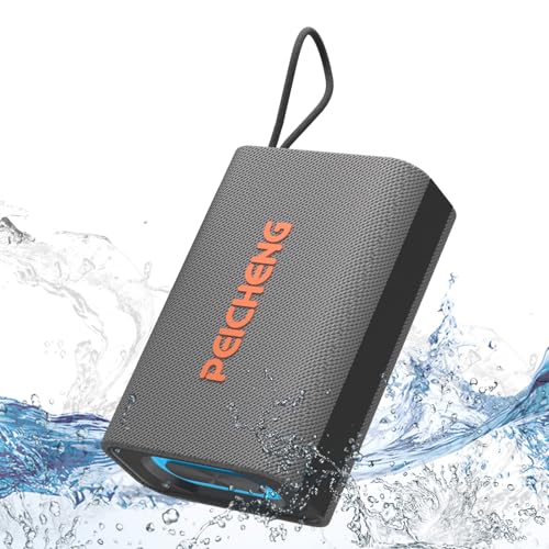 PEICHENG Speaker Portable Wireless Bluetooth Speakers Waterproof Loud Stereo Sound with RGB Lights TWS Paire Long Playtime for HomePartyOutdoor Electronic Gadgets 1PCS Gray - Image 1