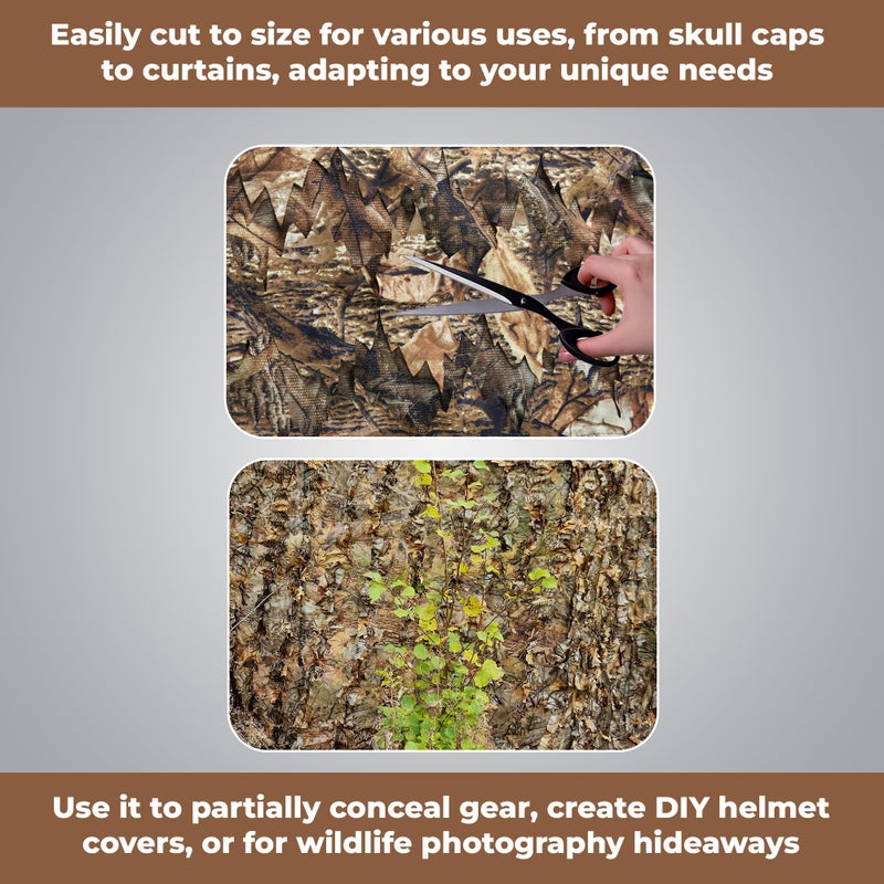AYIN Camo Netting 3D Leafy Camouflage Net for Hunting, Tree Stands Concealment, Traping, Sunshade, Decoration, Shooting, Paint Ball and More, 5 ft X 12 ft (Autumn Brown) - Image 4