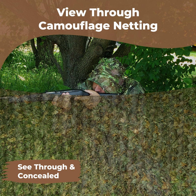AYIN Camo Netting 3D Leafy Camouflage Net for Hunting, Tree Stands Concealment, Traping, Sunshade, Decoration, Shooting, Paint Ball and More, 5 ft X 12 ft (Autumn Brown) - Image 2