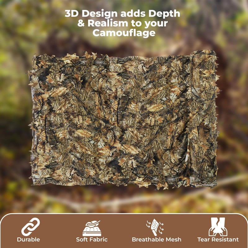 AYIN Camo Netting 3D Leafy Camouflage Net for Hunting, Tree Stands Concealment, Traping, Sunshade, Decoration, Shooting, Paint Ball and More, 5 ft X 12 ft (Autumn Brown) - Image 5