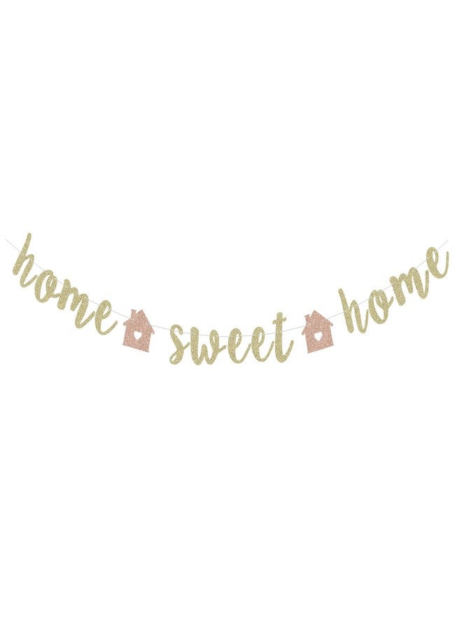 Giuffi Home Sweet Home Banner Welcome Home Bunting for Homecoming Day Housewarming Party Garland Supplies Decoration - Gold - Image 2