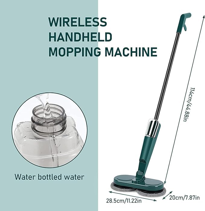 Ignito IGNITO Cordless Electric Mop 60 Mins Powerful 90 Degree DualMotor Low Noise Electric Spin Mop with Transparent Water Tank for Tile Hardwood Marble USB Charging Handheld  - Image 2