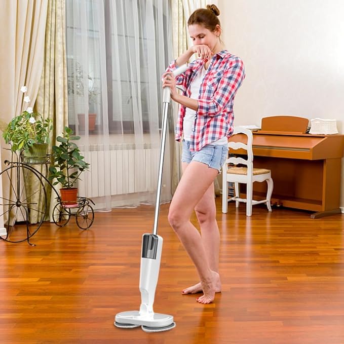 Ignito IGNITO Cordless Electric Mop 60 Mins Powerful 90 Degree DualMotor Low Noise Electric Spin Mop with Transparent Water Tank for Tile Hardwood Marble USB Charging Handheld  - Image 5