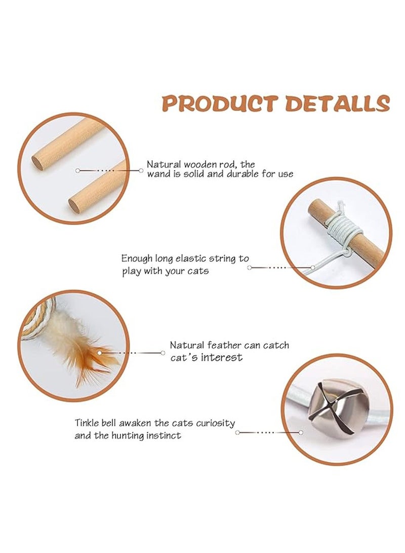 Pet Teaser Cat Toy Wooden with Tray & Feather Interactive Wand - Image 4