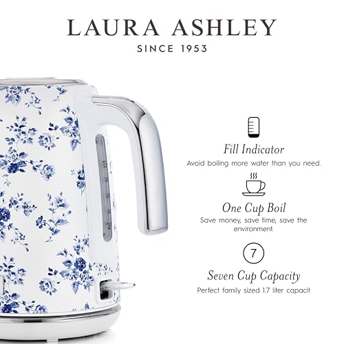 Laura Ashley Stainless Steel Electric Kettle 1.7 Liter - 1500W Rapid Boil Electric Kettles for Boiling Water - Electric Tea Kettles Automatic Shut Off - Overheat & Boil Dry Protection Jug Kettle - Image 5