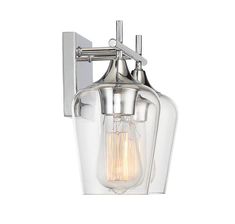 Savoy House 8-4030-2-11 Octave Bohemian Clear Glass Bathroom Vanity Wall Light, 2-Light 120 Total Watts, 10" H x 14" W, Polished Chrome - Image 3