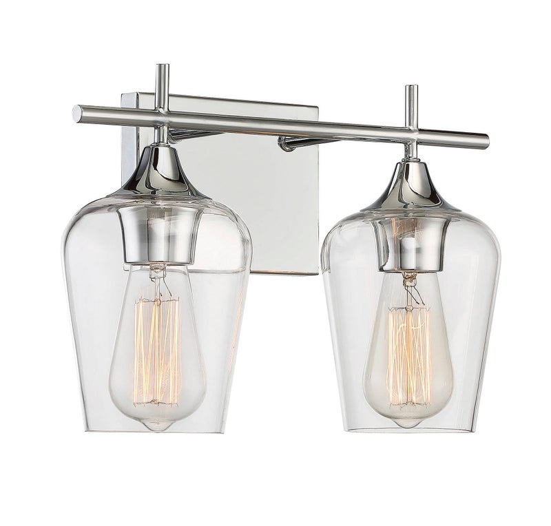 Savoy House 8-4030-2-11 Octave Bohemian Clear Glass Bathroom Vanity Wall Light, 2-Light 120 Total Watts, 10" H x 14" W, Polished Chrome - Image 4