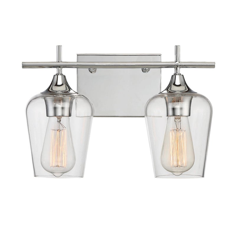 Savoy House 8-4030-2-11 Octave Bohemian Clear Glass Bathroom Vanity Wall Light, 2-Light 120 Total Watts, 10" H x 14" W, Polished Chrome - Image 5