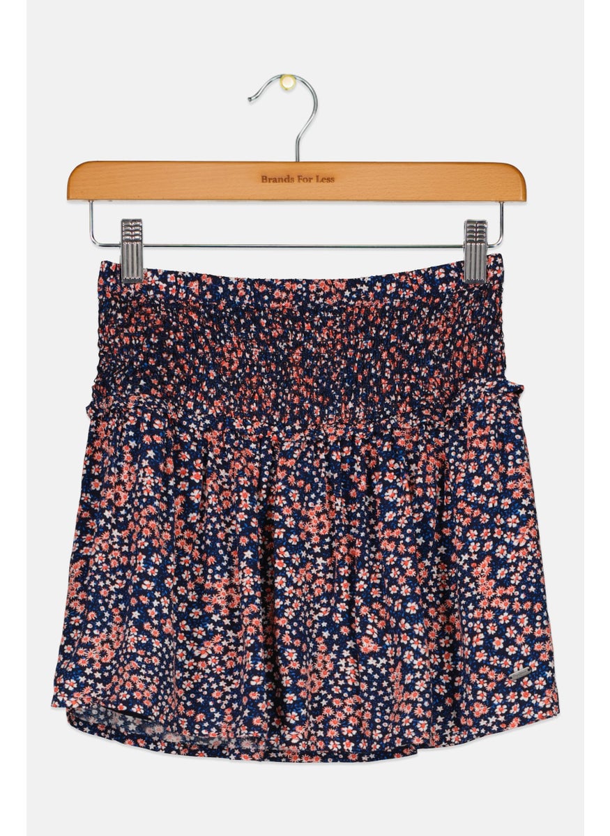 Pepe Jeans Kids Girl Floral Print Skirts, Navy Blue Combo  - Image 2
