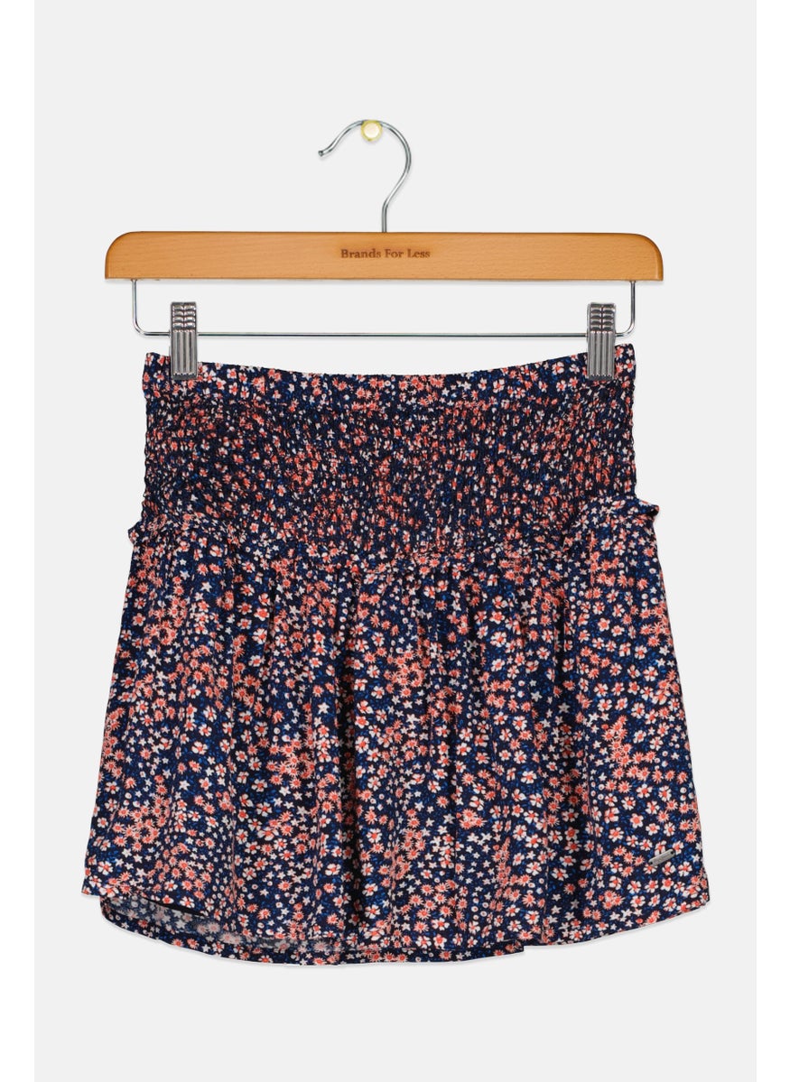 Pepe Jeans Kids Girl Floral Print Skirts, Navy Blue Combo  - Image 1