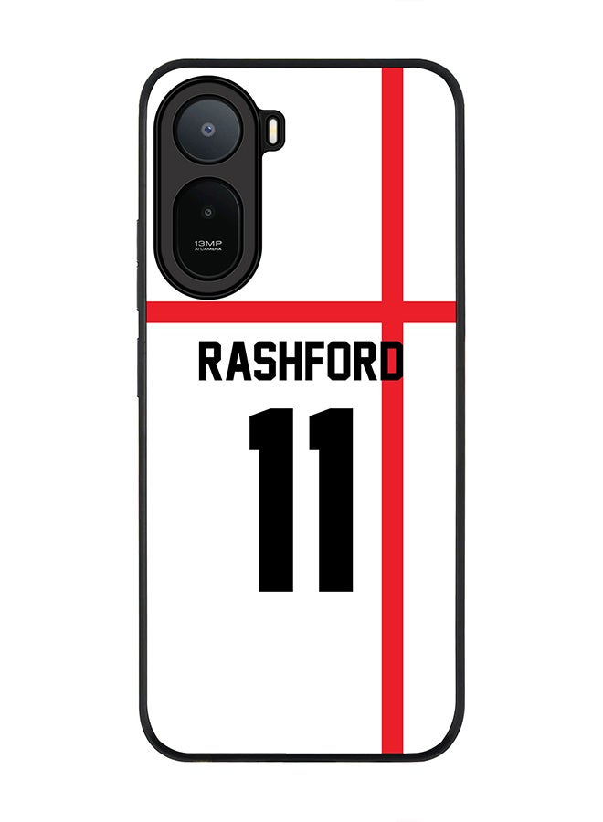 Stylizedd Rugged Case for Xiaomi Redmi A7 Pro 4G / Poco C81 / Poco C81 Pro / Poco C85x 5G- Slim Fit Hybrid Rubber Cover Football - England, Rashford