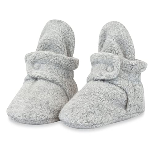 Zutano Unisex Cozie Fleece Baby Booties with Grippers, Baby Essentials, Heather Gray, 18 Months - Image 1