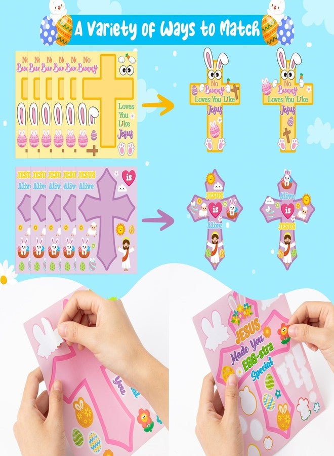CY2SIDE Easter Cross Face Sticker - 40PCS Make Your Own Jesus He is Risen Cross Sticker Craft Game for Kids Classroom Reward DIY Easter Party Favors for Kids Christian Sunday School Activities - Image 3