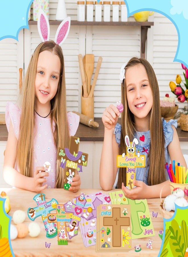 CY2SIDE Easter Cross Face Sticker - 40PCS Make Your Own Jesus He is Risen Cross Sticker Craft Game for Kids Classroom Reward DIY Easter Party Favors for Kids Christian Sunday School Activities - Image 4