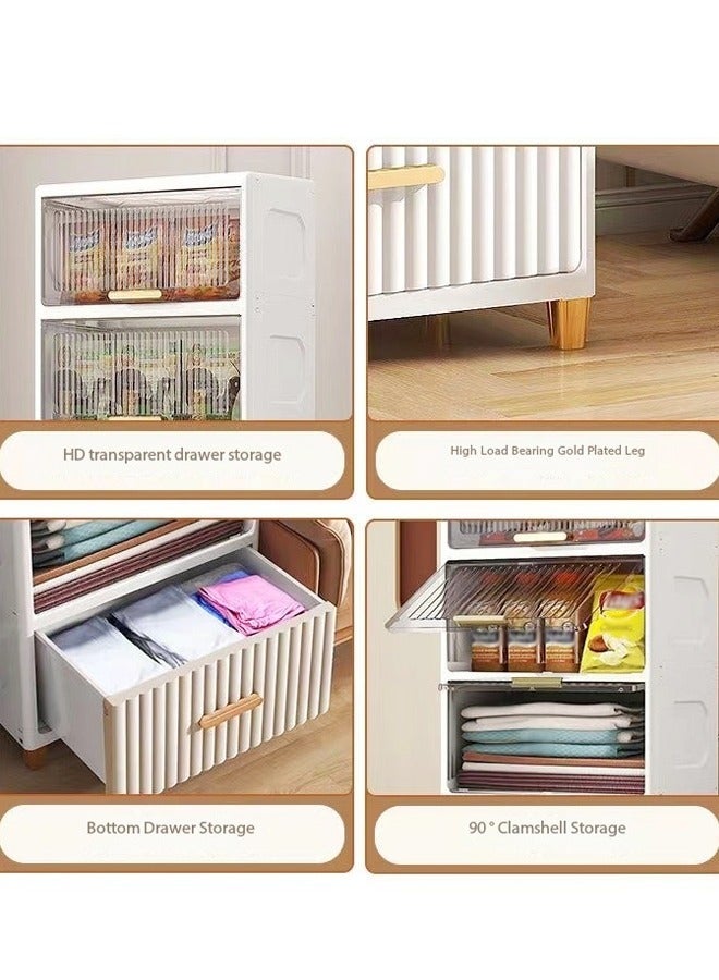 C&C Home Multipurpose 4 Layers Storage Cabinet Freestanding Narrow Side Organizer Cabinet with 3 Flip Top Magnetic Lids and 1 Spacious Drawer for Bathroom Hallway Kitchen Bedroom 60x30x110 cm  - Image 3