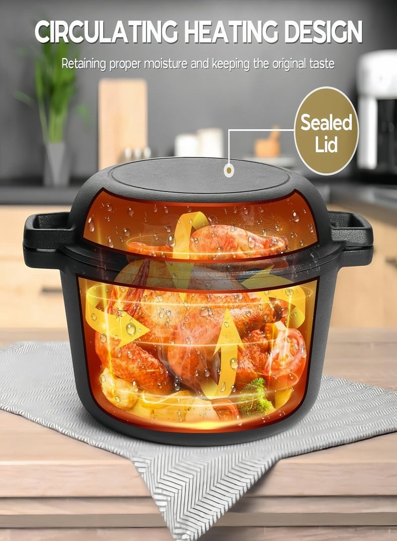 طقم قدر ومقلاة من الحديد الزهر 2 في 1، مقلاة مقاس 10.5 بوصة، مقبض وحامل غطاء، مثالي للخبز، والطهي البطيء، والتحميص، والتخييم، والقلي - للاستخدام الداخلي والخارجي - Image 4