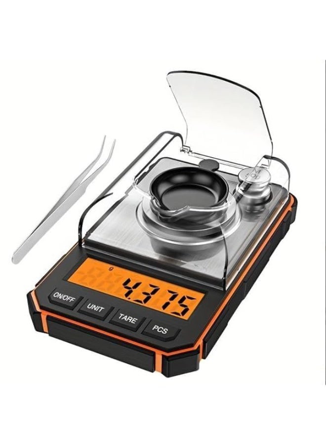 ميزان رقمي بشاشة LCD مع إضاءة خلفية باللون البرتقالي، 6 أوضاع للوزن، السعة 50 جرام × 0.01 جرام - Image 1