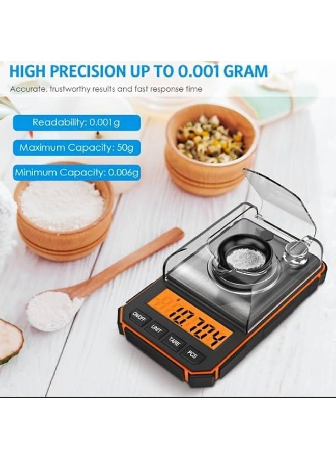 ميزان رقمي بشاشة LCD مع إضاءة خلفية باللون البرتقالي، 6 أوضاع للوزن، السعة 50 جرام × 0.01 جرام - Image 4
