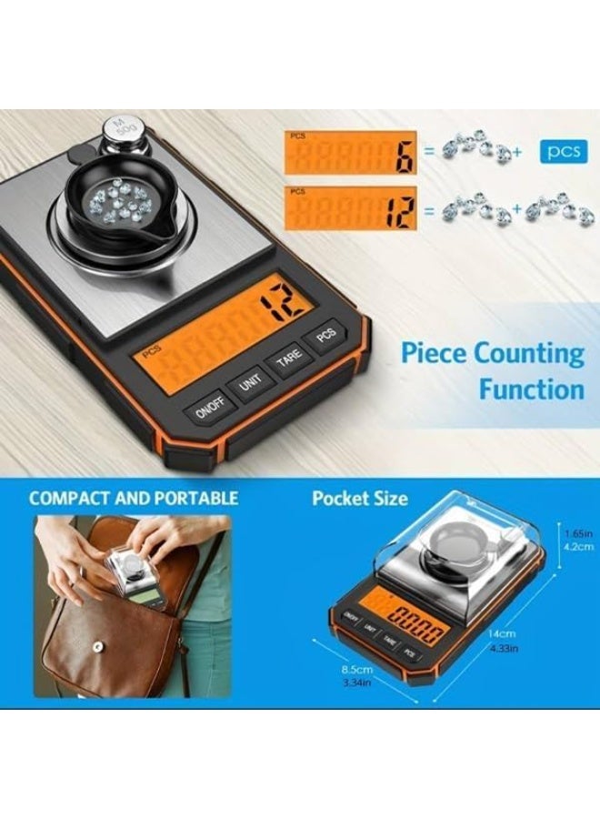 ميزان رقمي بشاشة LCD مع إضاءة خلفية باللون البرتقالي، 6 أوضاع للوزن، السعة 50 جرام × 0.01 جرام - Image 5