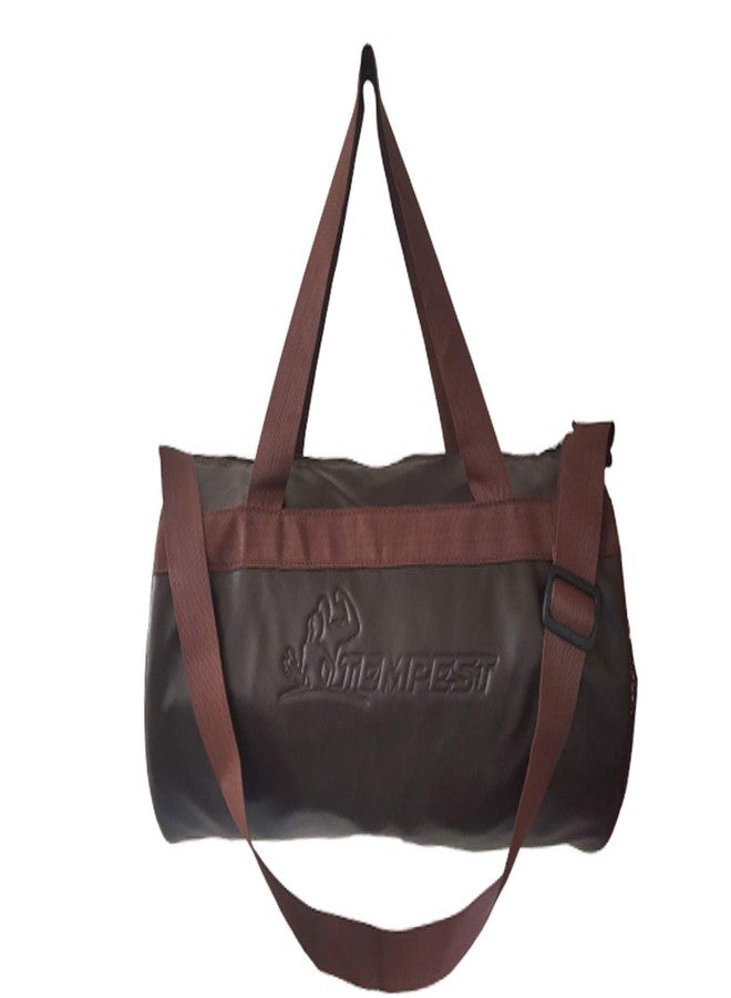 TEMPEST Leatherette Gym Bag - Duffel Bag Sports Bag (Brown) - Image 1